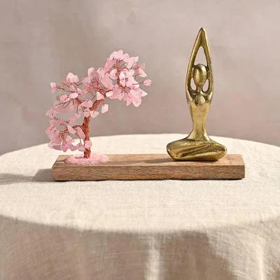Dunelm Serenity Rose Quartz Gemstone Tree and Yoga Ornament