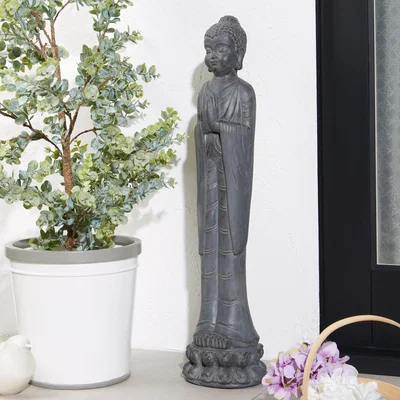 Dunelm Standing Buddha Garden Ornament Grey