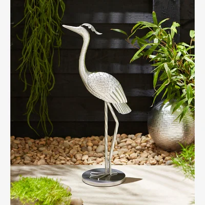 Dunelm Silver Iron Heron Sculpture Silver