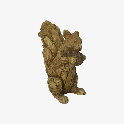 Dunelm Driftwood Resin Squirrel Ornament Light Brown