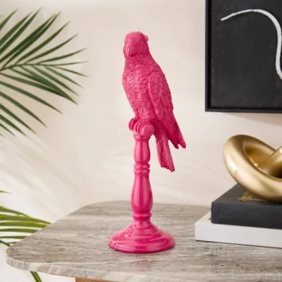 Dunelm Bright Pink Resin Parrot Ornament