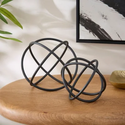 Dunelm Set of 2 Black Metal Knot Ornaments