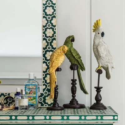 Graham & Green Green Parrot on Perch
