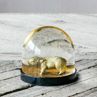 Graham & Green Gold Pig Snow Globe