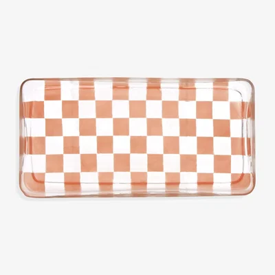 Habitat Habitat Checkered Glass Plate - Pink