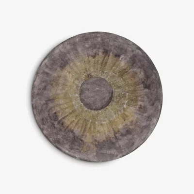 John Lewis Libra Abstract Round Iron Wall Sculpture, 89cm, Grey/Gold