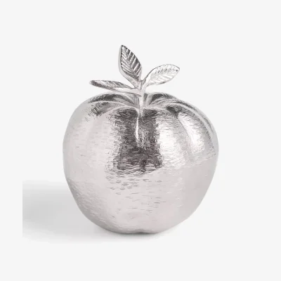 John Lewis John Lewis & Partners Metal Apple Sculpture, H19cm, Silver