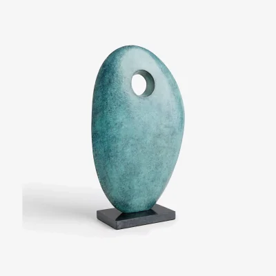 John Lewis John Lewis & Partners Patina Pebble Hole Sculpture, Green, H40.5cm