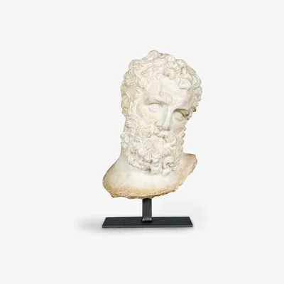 John Lewis Pure White Lines Hercules Bust Sculpture, White