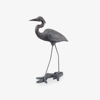 John Lewis Libra Arched Heron Sculpture, H70.6cm, Verdigris
