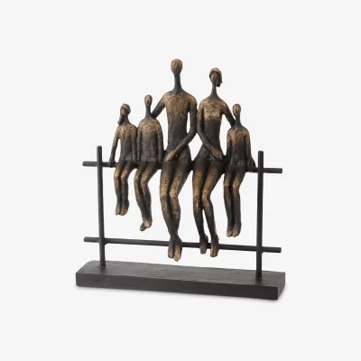 John Lewis Libra Duxford Bench Family of 5 Sculpture, H31cm, Antique Bronze