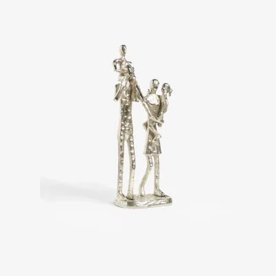 John Lewis John Lewis & Partners Walking Family of 4 Metal Sculpture, H32.5, Nickel