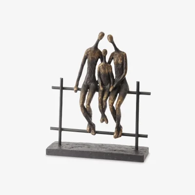 John Lewis Libra Duxford Bench Family of 3 Sculpture, H30cm, Antique Bronze