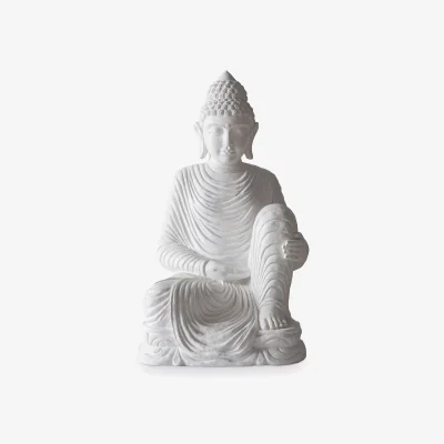 John Lewis John Lewis & Partners Sitting Buddha Garden Sculpture, H43cm, White