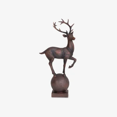 John Lewis Libra Stag on Ball Sculpture, H68.5cm, Bronze