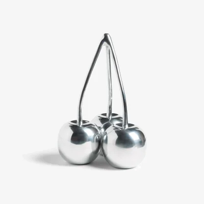 John Lewis John Lewis & Partners Metal Cherries Sculpture, H31cm, Silver