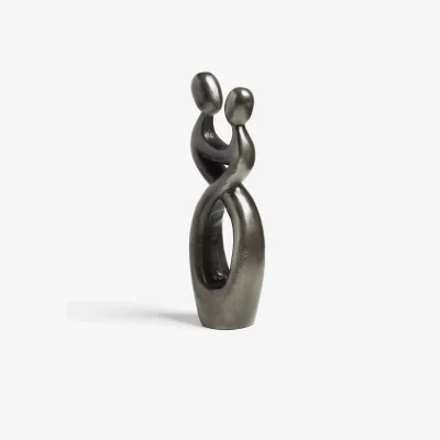 John Lewis John Lewis & Partners Embracing Couple Sculpture, H30cm, Black Nickel