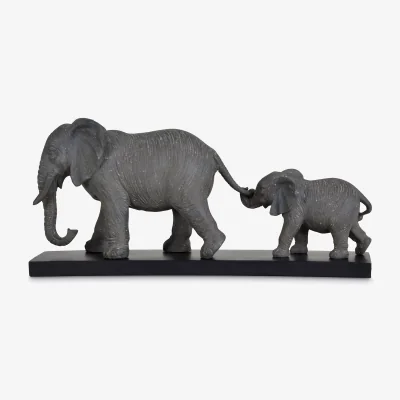 John Lewis Libra Mother & Baby Elephant Sculpture, H21cm, Grey