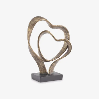 John Lewis Libra Double Heart Sculpture, Antique Gold, H36cm