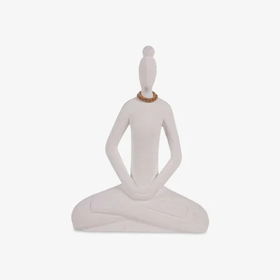 John Lewis Libra Interiors Hand Carved Mango Wood Yoga Lady Sculpture, H33.5cm, White