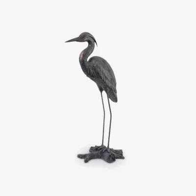 John Lewis Libra Tall Standing Heron Sculpture, H85.7cm, Verdigris
