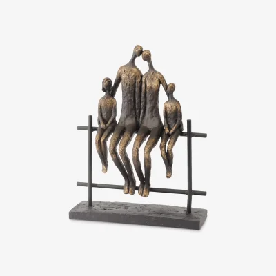 John Lewis Libra Duxford Bench Family of 4 Sculpture, H31cm, Antique Bronze