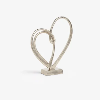 John Lewis John Lewis & Partners Two Hearts Sculpture, Silver, H42cm