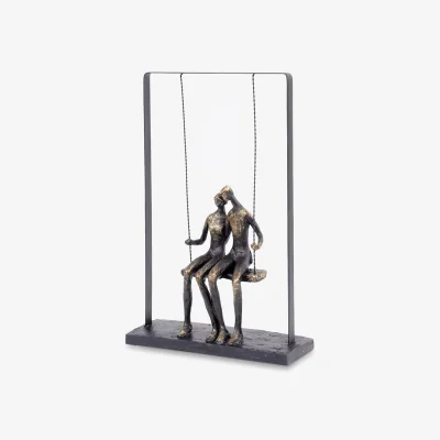 John Lewis Libra Couple Sitting on a Swing Sculpture, H37cm, Bronze