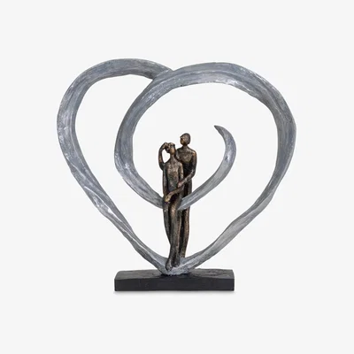 John Lewis Libra Interiors Love Sculpture In Circular Heart, Metallic Bronze