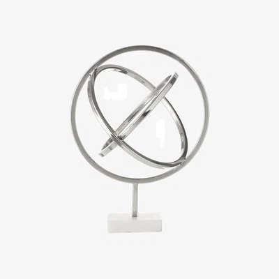 La Redoute 42cm Silver Spiral Sculpture on Marble Base