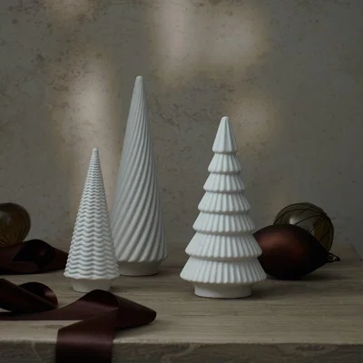 Layered Lounge Set of 3 White Ceramic Trees