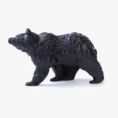Made in Design Orso Small Figurine - / 3D modelled ceramic - L 18 cm by Moustache Grey/Black