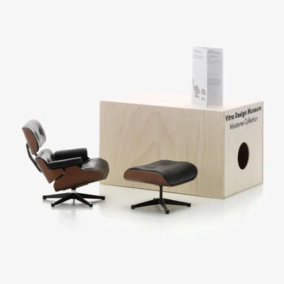 Made in Design Lounge Chair & Ottoman Miniature - / Eames (1956) by Vitra Black