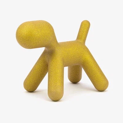 Made in Design Puppy Large Decoration - /  L 69 cm - Glittery: Limited edition Christmas 2021 by Magis Yellow/Gold