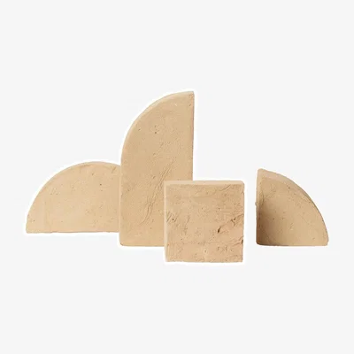 Made in Design Shape Book end ceramic yellow beige / Sculpture - Set of 4 clay pieces - Ferm Living