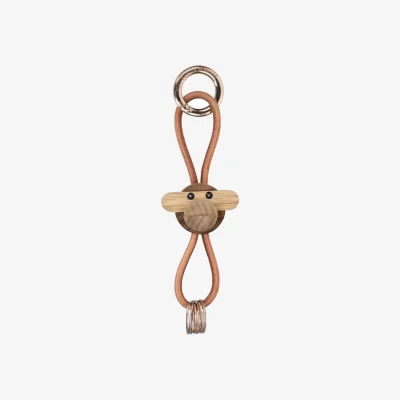 Nordic Nest Kay Bojesen Denmark Kaj Bojesen monkey keyring Teak limba wood natural leather