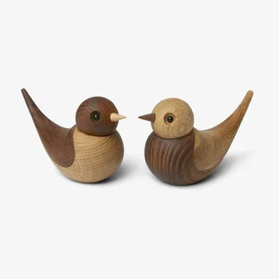 Nordic Nest Spring Copenhagen Soulmates swallow decoration 2 pieces Oak-ash