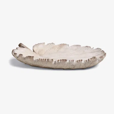 OKA Corylus Decorative Hazel Leaf Dish - Snow White