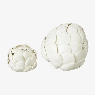 OKA OKA, Pair of Porcelain Artichokes - White, Sculptures, Ceramic