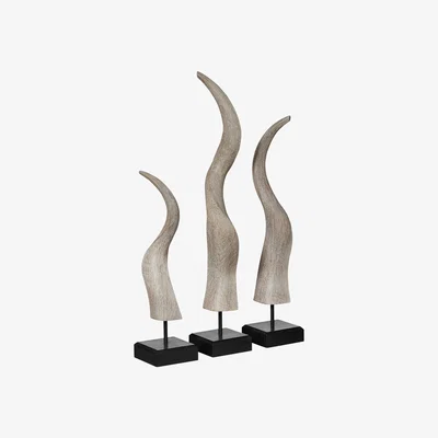 OKA Desir Horn Sculptures Set of Three - Grey