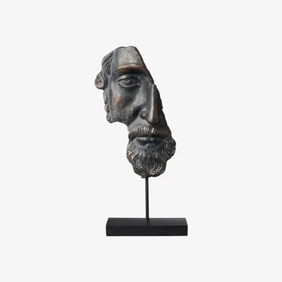 OKA OKA, Archytas Half Head Sculpture - Black, Sculptures, Resin