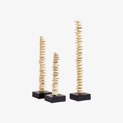 OKA Set of Three Cairn Pebble Ornaments - Off White