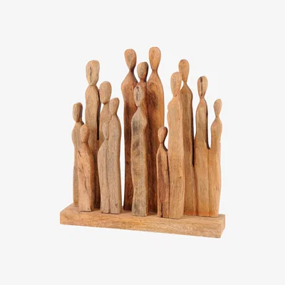 Olivia's Libra Large Group of Standing Figures Abstract Sculpture Wooden