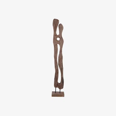 Olivia's Libra Interiors Carved Wood Textured Sculpture Large