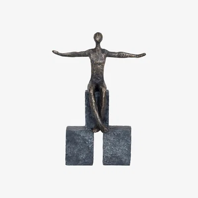 Olivia's Libra Bronze Blocks Sitting Woman Sculpture