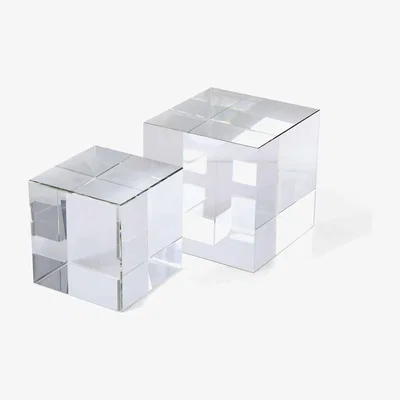Olivia's Uttermost Black Label Cube Risers/Sculptures - Set of 2 - Crystal