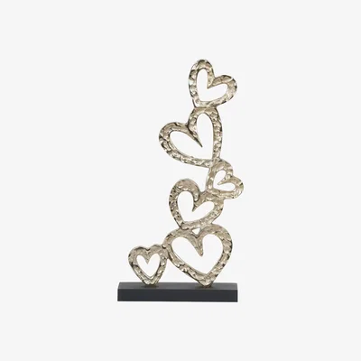 Olivia's Libra Interiors Multi Hearts Sculpture on Black Wooden Base