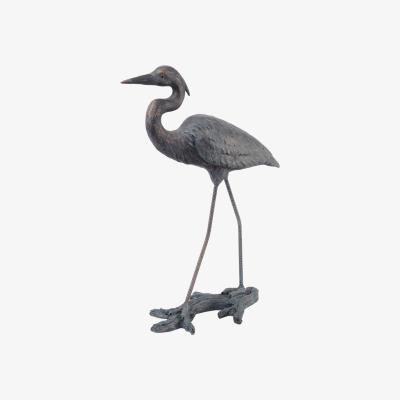 Olivia's Libra Verdigris Finish Arched Heron Resin Sculpture