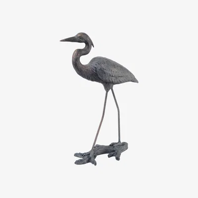 Olivia's Libra Verdigris Finish Arched Heron Resin Sculpture