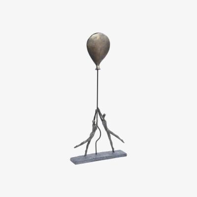Olivia's Libra Calm Neutral Collection - Antique Balloon Couple Sculpture in Bronze